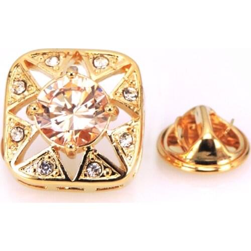 High end mens Brooch new badge Brooch Pin Gold 3D Crystal Brooch mens Wedding Shirt jewelry accessories pin gift