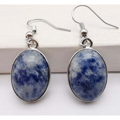 Sodalite Stone Oval Beads GEM Earrings Jewelry T264