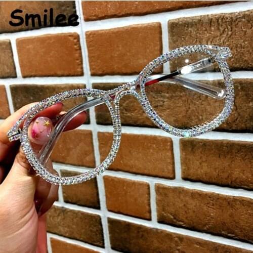 2020 New Vintage Square Women Diamond Glasses frame Fashion Ladies Frame Clear Lens Retro Eyewear Optical Glasses