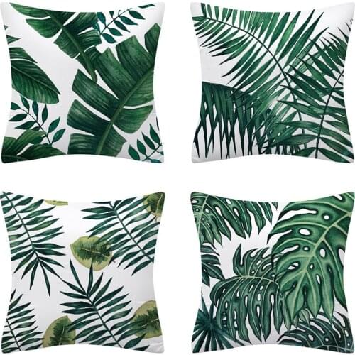 HOT SALES Green Tropical Plant Cushion Cover Throw Pillow Case for Home Chair Sofa Decoration Square Pillowcases