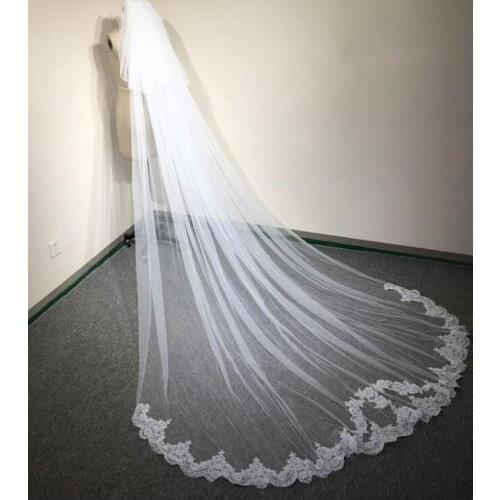 1 layer cathedral lace bridal veil wedding veil decal & comb