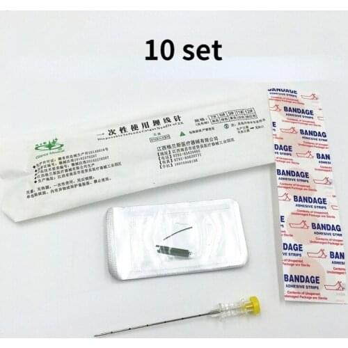 10 embedding needle + 10 bags thread +100 Sterile embedding patch point collagen thread embedding needle set