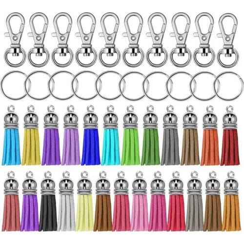 150Pcs Swivel Hooks with Key Rings and Tassels Bulk for Keychain Crafts
