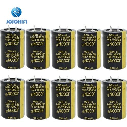2pcs-10pcs 22000uF 25V 30x45mm JCCON 105 ℃ 25V/22000uF Pitch 10mm Horn Aluminum CapacitorAudio Amplifier Power Filter Capacitors