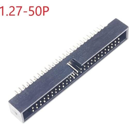 200 Pcs 1.27mm x1.27 mm Box header 2x25 Pin 50 Pin dual rows Through Hole DIP type Straight Male Shrouded PCB IDC Socket