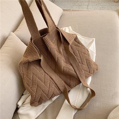 2020 Woven Shoulder Bag Korean Lazy Knitted Bag ins Fashion Wool Women Bag Large Capacity Harajuku Shoulder Bag