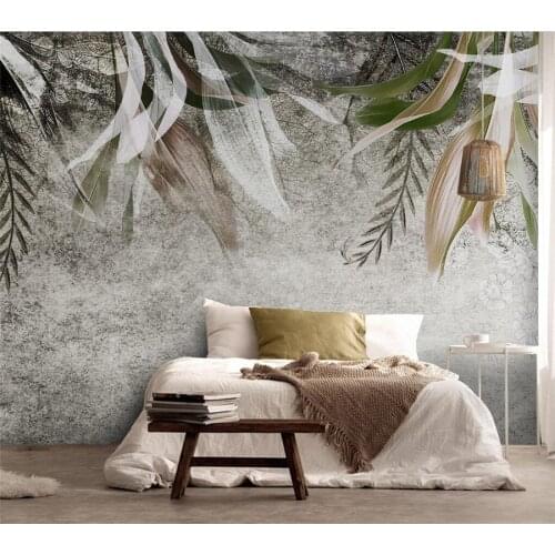 Customized 3d wallpaper Nordic modern hand-painted abstract art leaf plant bedroom living room background wall decoration обои