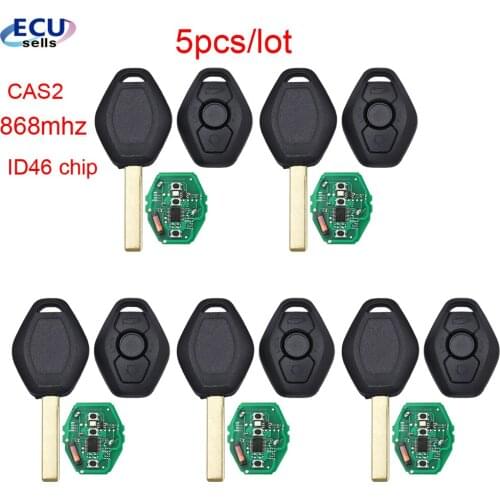 5PCS X 3 Buttons Smart Remote Key 868MHz Keyless Fob for BMW CAS2 5 Series with ID46 Chip