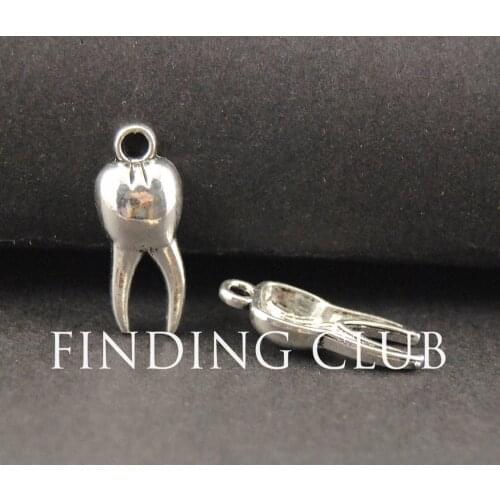 50 pcs alloy Silver Color Teeth Charm Pendants DIY Metal Bracelet Necklace Jewelry Findings A770