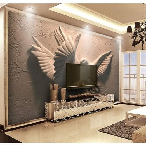 8d Stereoscopic Double Flying Pigeon Wallpaper Murals 3d Wall Photo Mural for Dinning Room Backdrop 3d Wall Murals 3D Wall paper