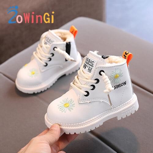 Size 21-30 Children Martin Boots Little Daisy Warm Cotton Snow Boots for Boys Girls Snow Boots botas femininas Platform Shoes
