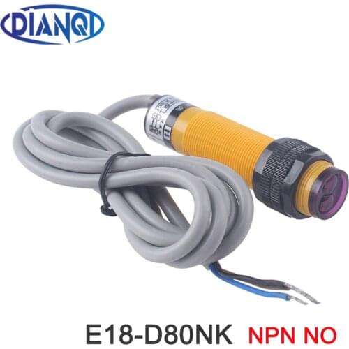 Proximity Sensor E18-D80NK M18 80cm Detection Range Adjustable 6-36VDC 3 wires NPN Normally open sensor switch