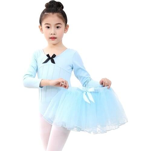 Girls Children Dance Clothes Skirt Cute Bow Pure Color Three-layer Net Ballet Skirt Show Skirt