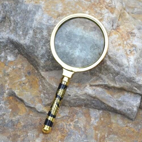 DHL/Fedex 50PCS 80mm Magnifier Dragon Metal Handle Old-People Read Jewelry HD High Magnification 5-10 x