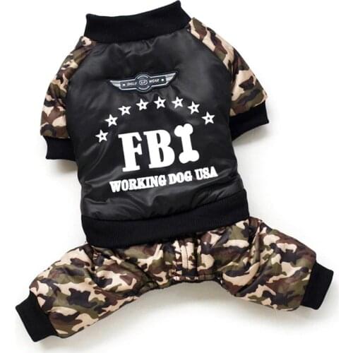 Plus Size FBI Pet Dog Clothes Overall Thickening Dog Puppy Jumpsuit Costume Warm Winter Clothing For Boy Dogs Ropa Para Perros