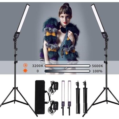 GSKAIWEN 2 Packs Dimmable Bi-Color Photography Lighting Studio LED Video Light Kit with Tripod Stand for Portrait Product Shoot