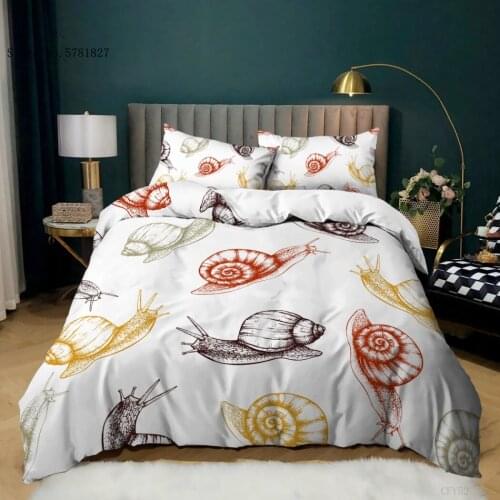 2/3 Pieces Colorful Snails Bedding Set Crawl Animal Duvet Cover Pillowcase Bed Quilt Cover For Children Teen Bed Cover Set Decor