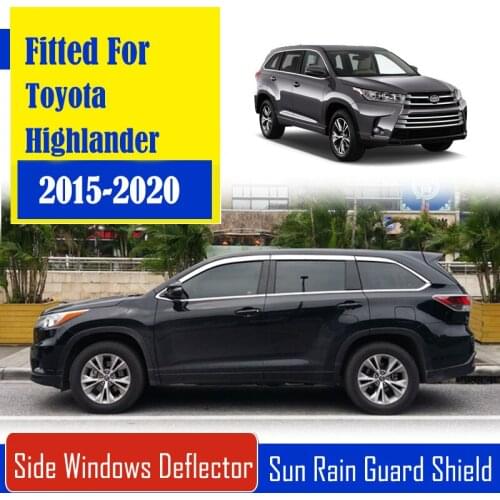1 Set Chrome Side Vent Sun Shade Window Visors Rain Guard Deflectors For Toyota Highlander 2015-2020
