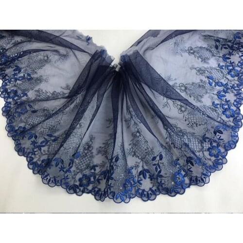 3 Meter Width 21cm 2018 New Hot Beautiful Blue Lace Mesh Trim for Wedding Dress DIY Sewing Craft Material