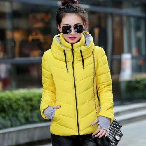 Winter Jacket Womens Parkas Thicken Outerwear solid hooded Coats Short Female Cotton padded basic tops womens clothing