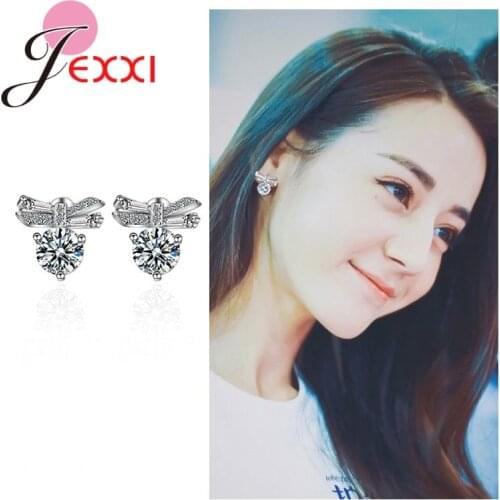 Fashion Bridal Wedding Engagement Earrings 925 Sterling Silver Luxury Clear Cubic Zircon Nice Girls Birthday Gift