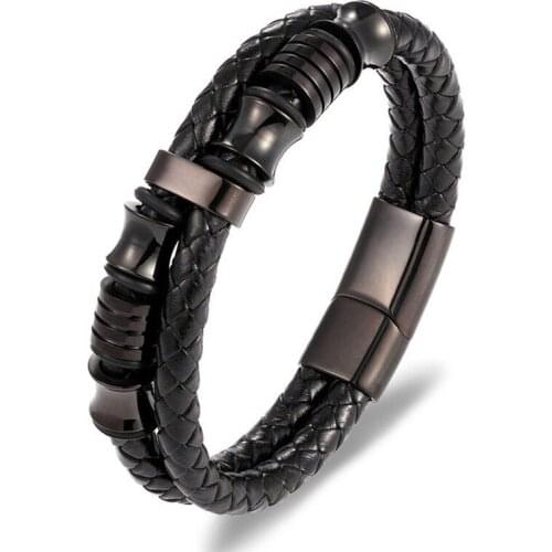 Fashion Fashion Leather Bracelet Double Mens Simple Leather Bracelet Gift for Boys