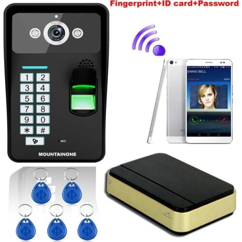 MOUNTAINONE New Arrival Fingerprint Recognition Digital WiFi Wireless Video Door Phone DoorBell Home Intercom System FRID Panel