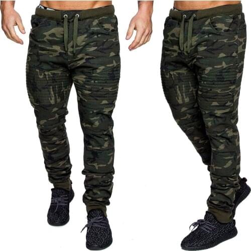 Mens Casual Sports Pants Solid Camouflage Fitness Gym Jogger Drawstring Waist Male Jogging Workout Running Trousers Sweatpants