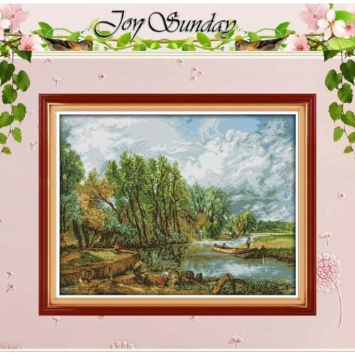 Riverside Counted Cross Stitch 11CT 14CT counted Cross Stitch Set Wholesale DIY Scenery Cross-stitch Kit Embroidery Needlework