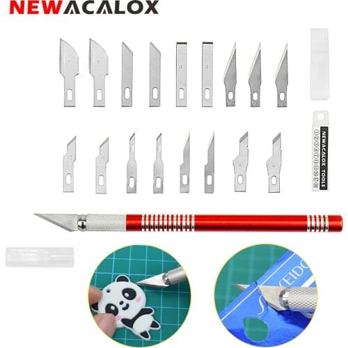 NEWACALOX Precision Hobby Knife 19PCS Stainless Steel Blades for Arts Crafts PCB Repair Leather Films Tools Pen Multi Razor DIY