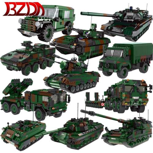 XINGBAO Germany Military Tank Series HX-8 Elefant Tractor PZH2000 Building Blocks World War Militarys Vehicle Tanks Educational