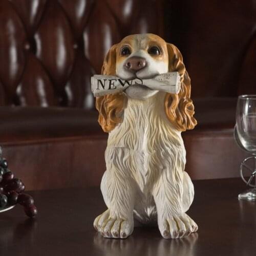 [New]Modern Sculpture Simulation pet dog cocker spaniels/Labrador/Schnauzer figure model Carving Resin Figurine Home Decorations