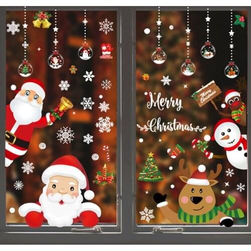 2021 New Year Xmas DIY Christmas Window Sticker Pattern Noel Gifts Christmas Decorations for Home Ornaments 2020 Navidad Decor