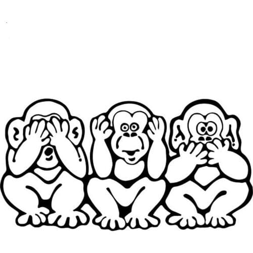 Lifelike Three Monkeys Car Sticker Car Door Decal Cover Scratches Waterproof Pvc 17.3CM X 9.1CM