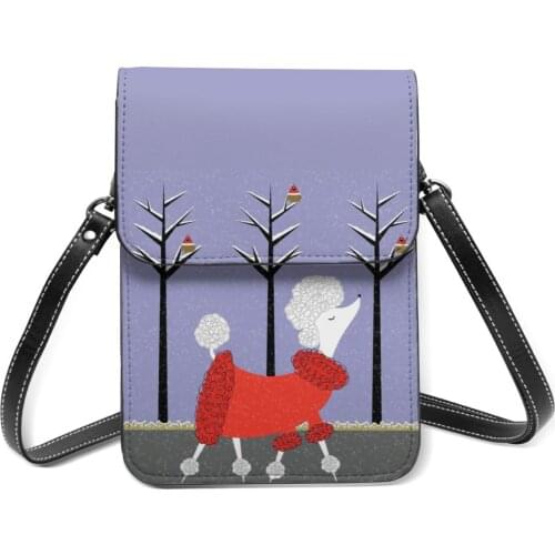 Poodle Shoulder Bag Travel Leather Mobile Phone Bag Student Gifts Funny Bags