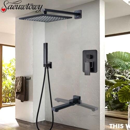 Black Bronze Concealed Bathroom Shower Faucet Brass Hand Shower Rain Shower Bathtub Faucet Sower TapRoattble Spout Faucet