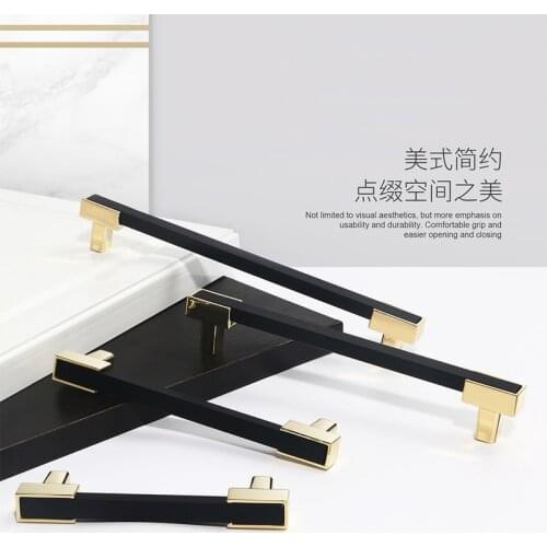 Light Luxury Gold Wardrobe Door Handle Modern Simple Cabinet Black Handle Nordic High Grade Drawer Small Handle Kitchen Handles