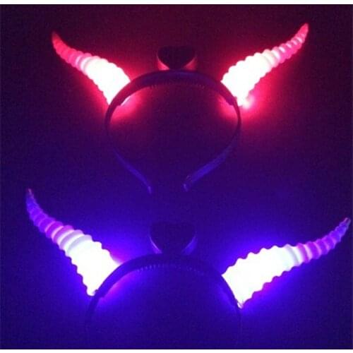 15pcs/lot LED flashing horns glow sheep horns headwear Luminous headband light up kids toy birthday party decoration supplies