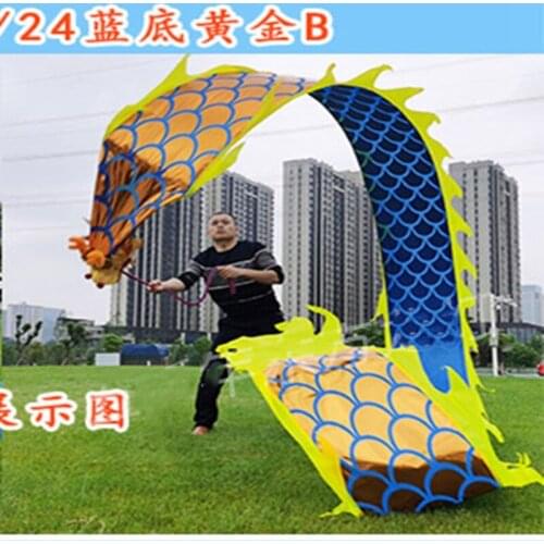 Blue golden 6M Dragon Dance Costume Fitness Outdoor Sports Exercise Abdomin Square Performance Funny Toys Group Activities Prop