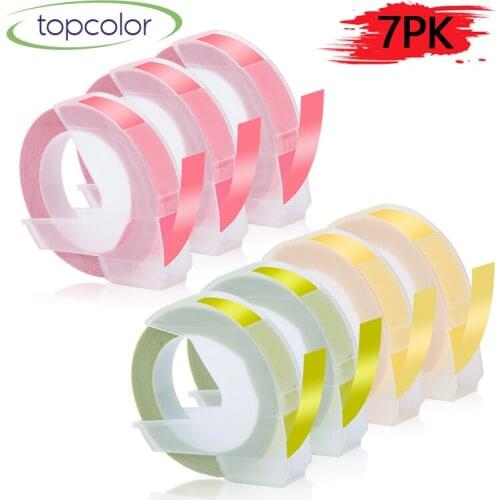 Topcolor 7PK 3D Embossing Manual Labeller Tape PVC Replace Dymo Label Maker Typewriter 9mm Sticker Colorful for Dymo Label Print