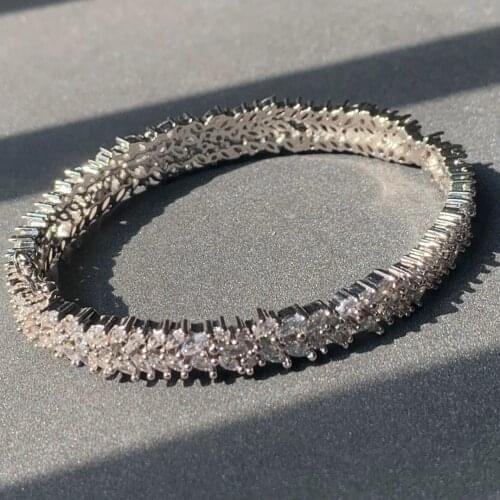 UMGODLY Fashion Brand Bangle Silver Color Shining Festival Spark Triple Micro Zircon Fashion Bracelet Women Party Jewelry Gift