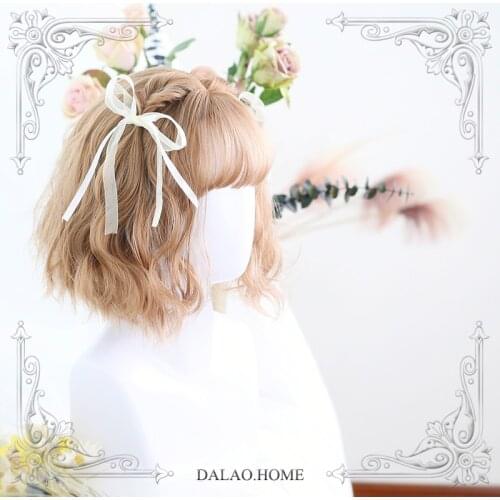 High Quality Multicolor Harajuku Soft Girl Lolita Joan Flax Gold Brown Mist Blue Air Bangs High Temperature Resistance Wig