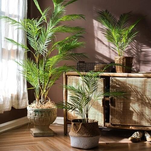 125cm Tropical Palm Plants Large Artificial Tree Branches Plastic Fake Leaves Green Monstera For Home Garden Room Office Decor
