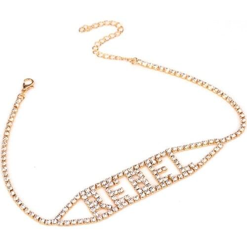 Punk Women Choker Necklace Gold Color Collar Necklace For Girls Graduation Party Jewelry Full Crystals Necklaces Accessories