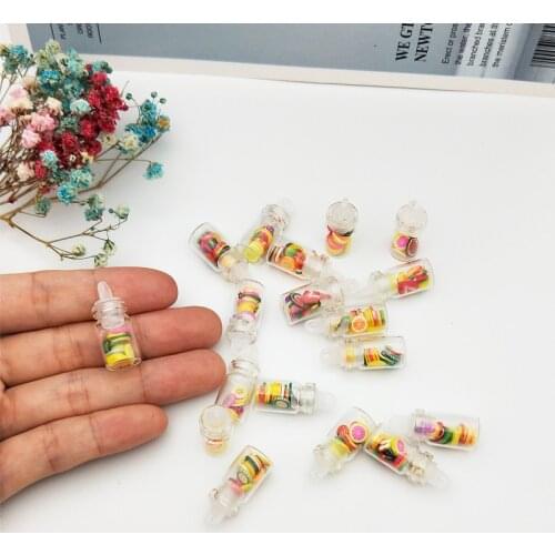 10Pcs Fruit Bottle Pendants Charms Transparent Acrylic Drink Bottle Charms DIY Earring Handmade Jewelry Accessories 10*25mm