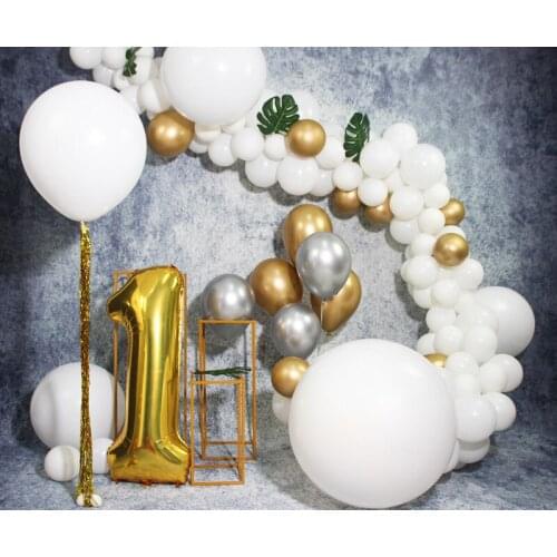 172pcs Gold White large number 1 Balloon Arch Garland Chain Wedding decoration Kit baby shower Ramadan Birthday Party Decor