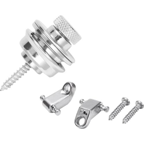 2Pcs Guitar Strap Lock Guitar Belts Buckle Button Thread & 2 Pcs Electric Guitar Roller String Tree String Retainer