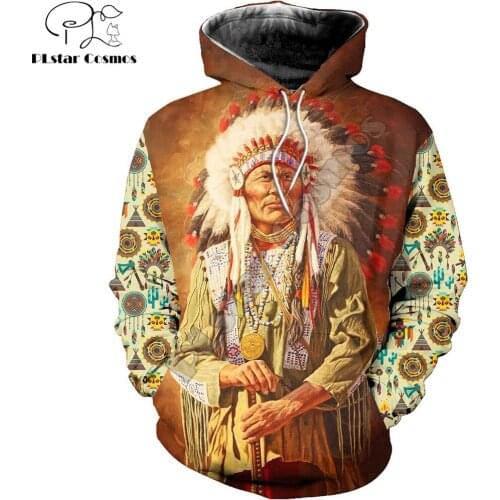 2020 Fashion Mens hoodies Native Indian Chief 3D Printed Hoodie Sweatshirt Harajuku Streetwear Unisex Casual Jacket Tracksuit