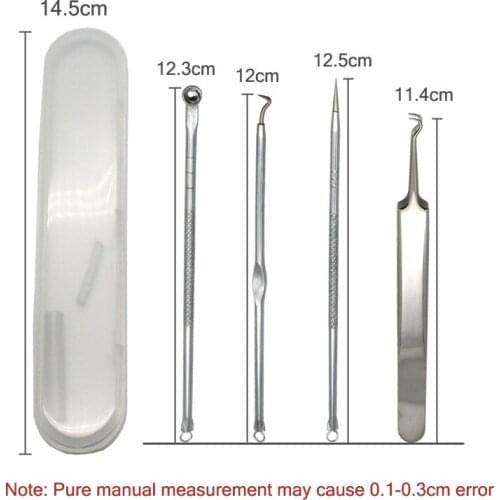 4Pcs Face Skin Care Tools Stainless Acne Extractor Remover Kit Skin Massage Blackhead Blemish Remove Pimple Needles Treatment