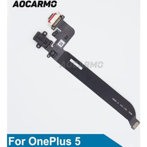 Aocarmo USB Charger Charging Port Connector With Headset Audio Jack Flex Cable For OnePlus 5 A5000